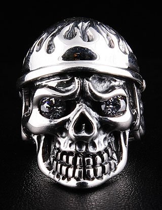 Evil Biker Skull Ring - Click Image to Close