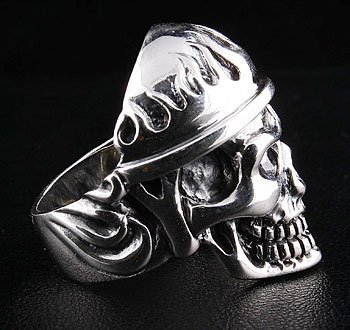 Evil Biker Skull Ring - Click Image to Close