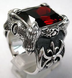 Garnet Dragon Claw Gothic Ring