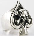 Crossbone Spade Skull Gambler Ring