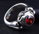 Garnet Skull Ring