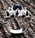Onyx Double Skull Ring