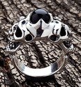 Onyx Doppel Totenkopf Ring