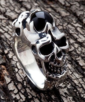 Onyx Double Skull Ring - Click Image to Close